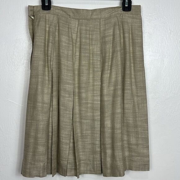 John Meyer Vintage Pleated Knee Length Elegant Beige Skirt Size 10 - Picture 3 of 8